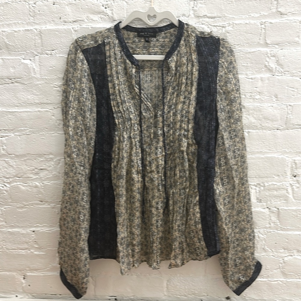 Rag & Bone Navy and Beige Blouse. Like new.